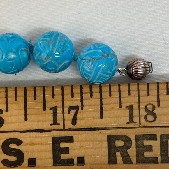 🎉HP🎉 Shou Carved Turquoise 925 Silver Necklace - Picture 9 of 16